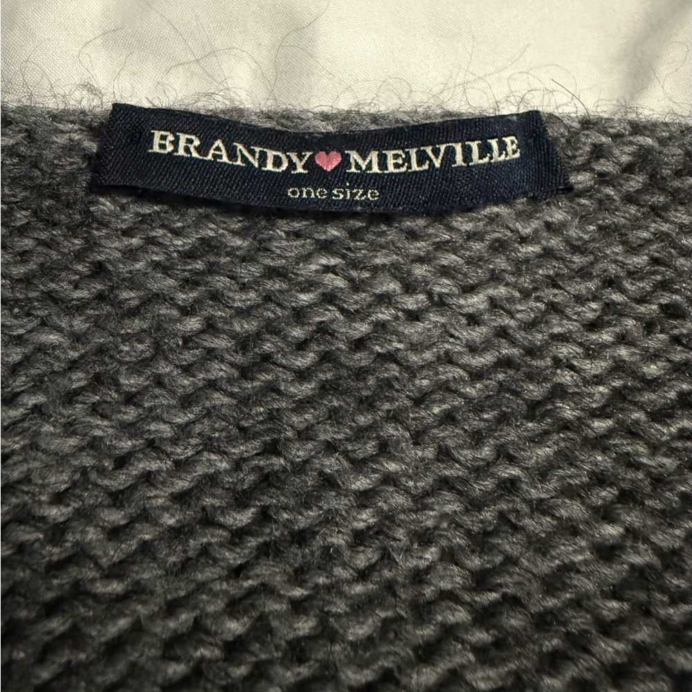 Brandy Melville Sweater Women’s High-low Knit Gray One Size - Picture 2 of 5